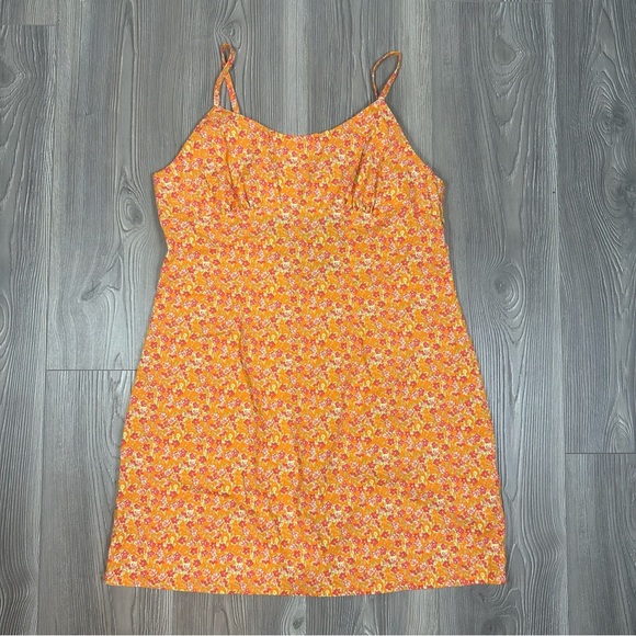 Wild Fable Orange Floral Cotton Cut-Out Back Mini Dress Summer Festival Dress XL - Picture 1 of 6